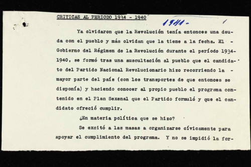 Memorias del general Lázaro Cárdenas: Año 1940