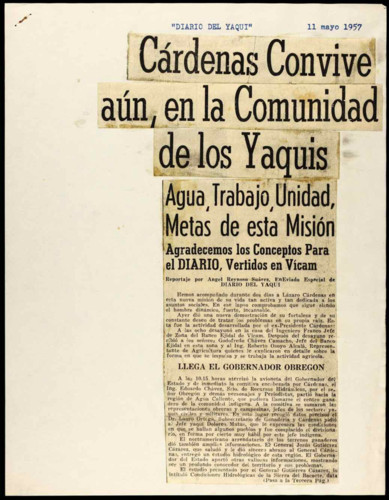 Cárdenas convive aún, en la comunidad de los Yaquis.