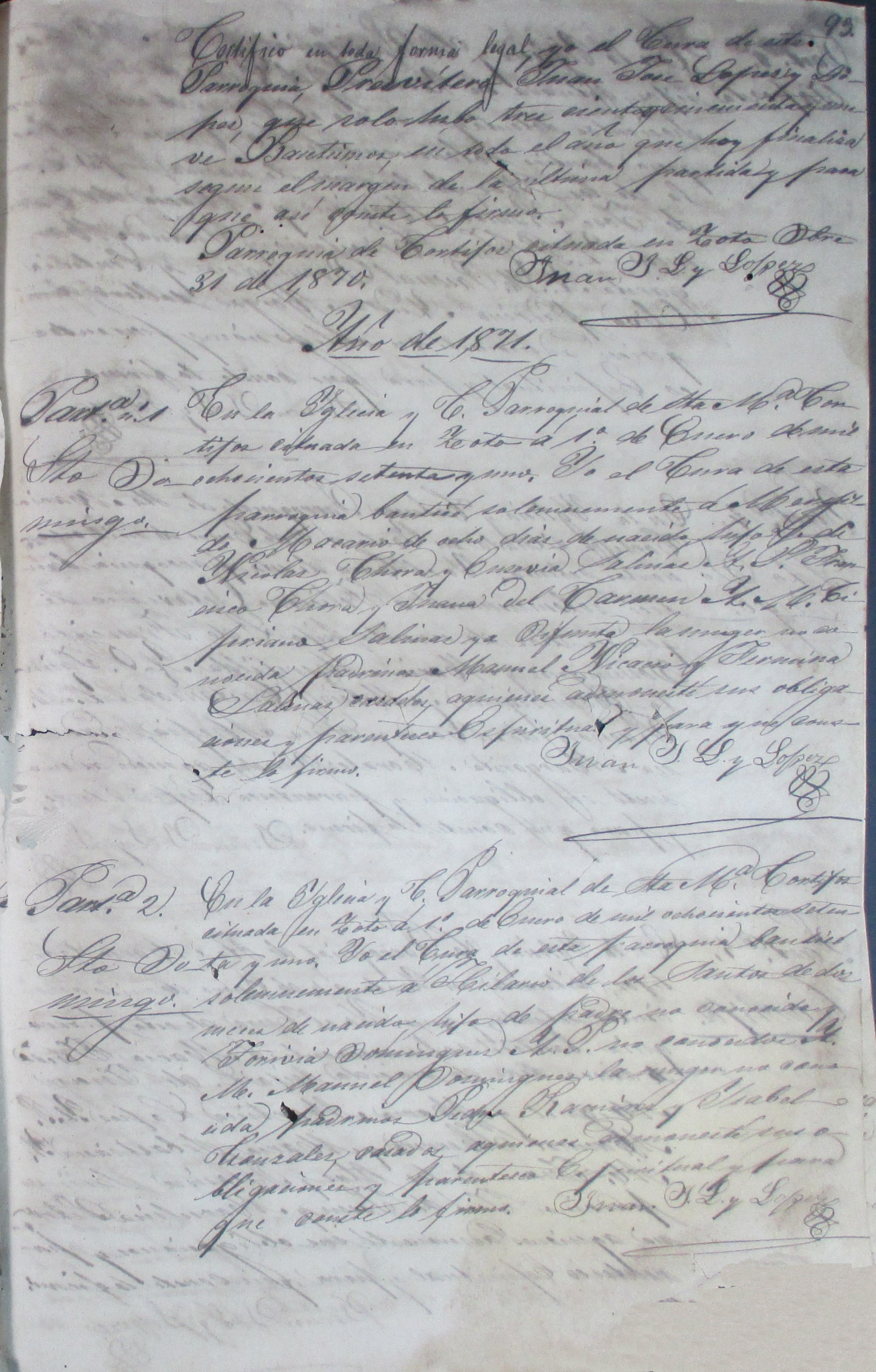 Libro 7. Bautismos, 1869-1873. Archivo Parroquial de Santiago Apóstol. Sección Sacramental