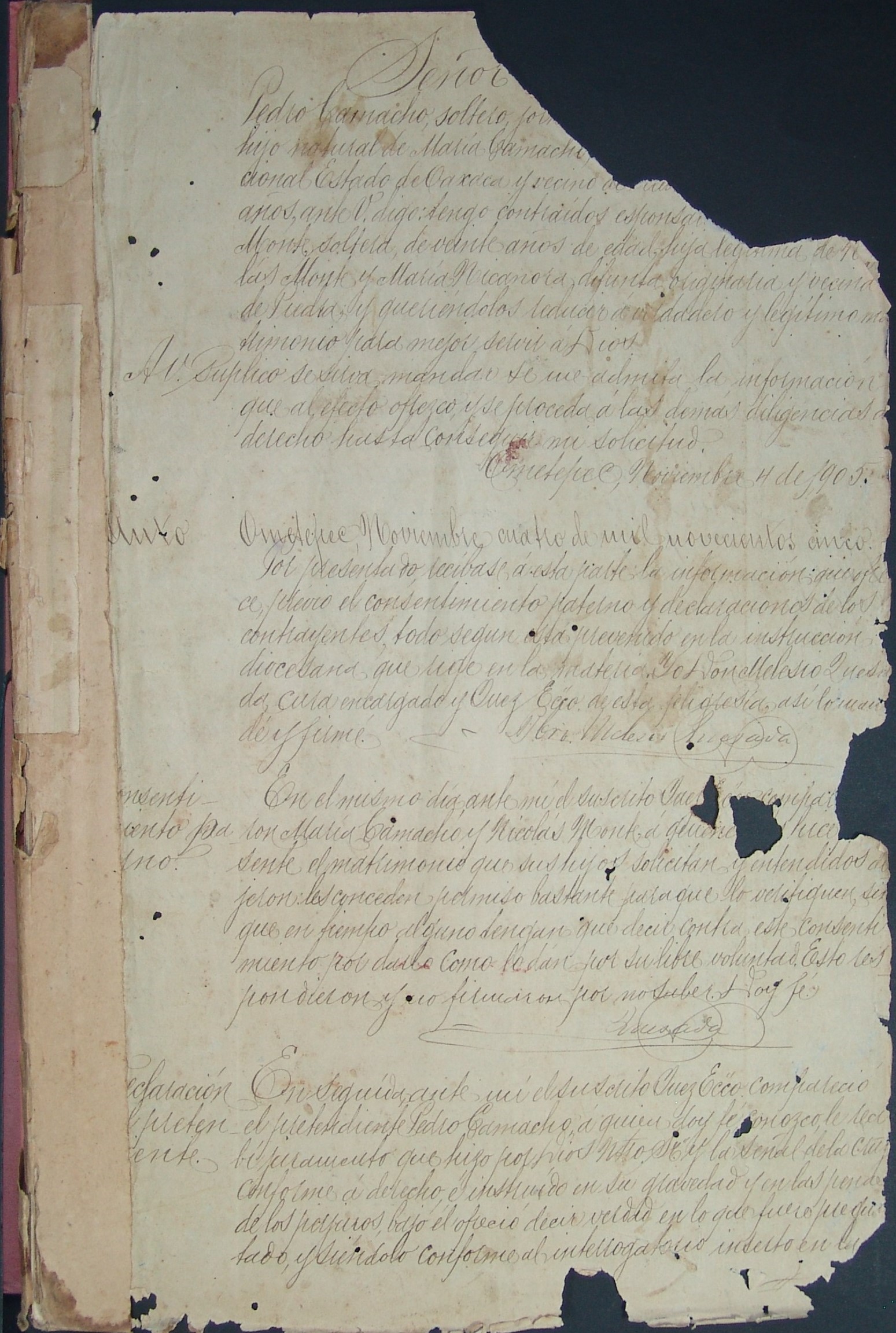 Libro 10. Información matrimonial, 1905-1906. Archivo Parroquial de Santiago Apóstol. Sección Sacramental 