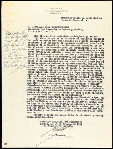Memorias del general Lázaro Cárdenas: 1933