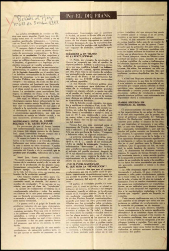 Artículo referente a la revolución en México