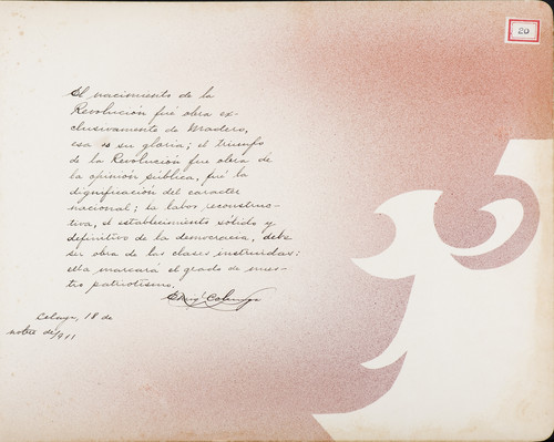 Lámina de [E.] Colunga para Francisco I. Madero (atribuido)