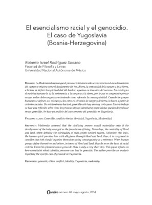 El esencialismo racial y el genocidio. El caso de Yugoslavia (Bosnia-Herzegovina)