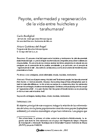 Peyote, enfermedad y regeneración de la vida entre huicholes y tarahumaras