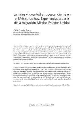 La niñez y juventud afrodescendiente en el México de hoy. Experiencias a partir de la migración México-Estados Unidos