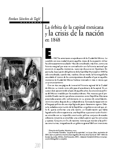 La orbita de la capital mexicana y la crisis de la nación en 1848