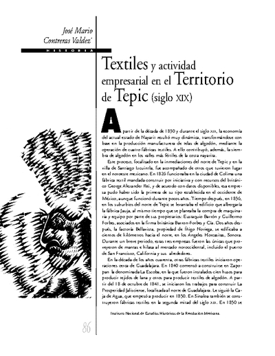 Textiles y actividad empresarial en el Territorio de Tepic (siglo XIX)