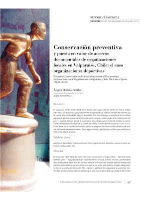 Conservación preventiva y puesta en valor de acervos documentales de organizaciones locales en Valparaíso, Chile: el caso de organizaciones deportivas