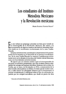 Los estudiantes del Instituto Metodista Mexicano y la Revolución Mexicana