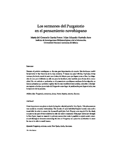 Los sermones del purgatorio en el pensamiento novohispano