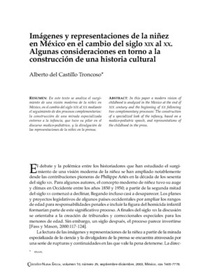 Imágenes y representaciones de la niñez en México en el cambio del siglo XIX al XX. Algunas consideraciones en torno a la construcción de una historia cultural