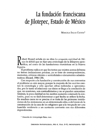 La fundación franciscana de Jilotepec, Estado de México