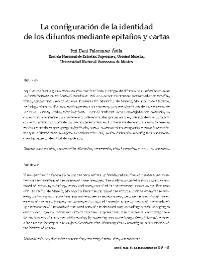 La configuración de la identidad de los difuntos mediante epitafios y cartas