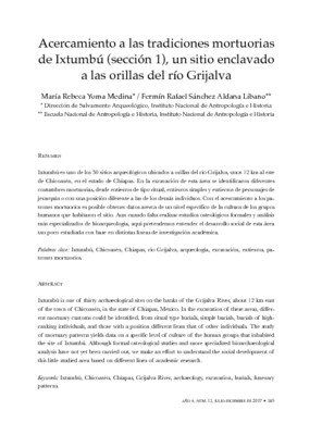 Acercamiento a las tradiciones mortuorias de Ixtumbú (sección 1), un sitio enclavado a las orillas del río Grijalva