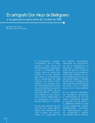 El cartógrafo Don Alejo de Berlinguero y su paso por la costa norte de Yucatán en 1780