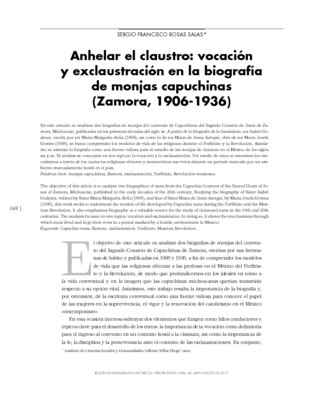 Anhelar el claustro. Vocación y exclaustración en la biografía de monjas capuchinas (Zamora, 1906-1936)