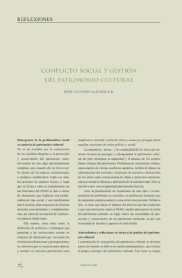 Conflicto social y gestión del patrimonio cultural