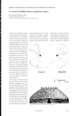 La cocina de Hidalgo: fuentes, propuestas y pastes