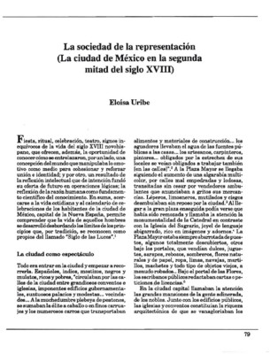 La sociedad de la representación (La ciudad de México en la segunda mitad del siglo XVIII)