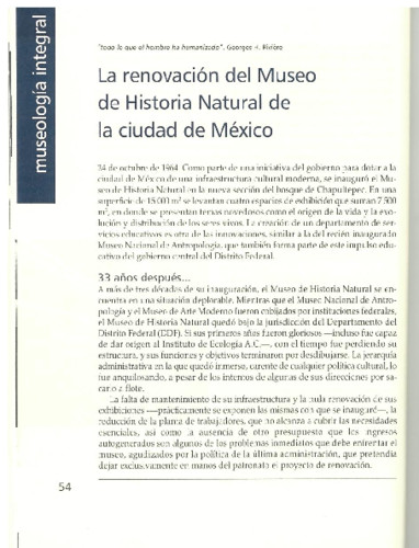 La renovación del Museo de Historia Natural de la ciudad de México