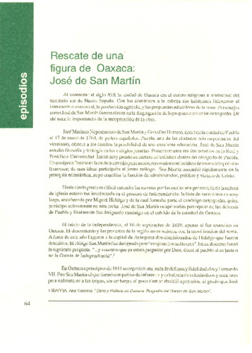 Rescate de una figura de Oaxaca: José de San Martín