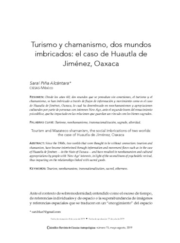 Turismo y chamanismo, dos mundos imbricados: el caso de Huautla de Jiménez, Oaxaca