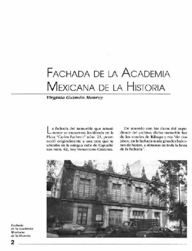 Fachada de la Academia Mexicana de la Historia