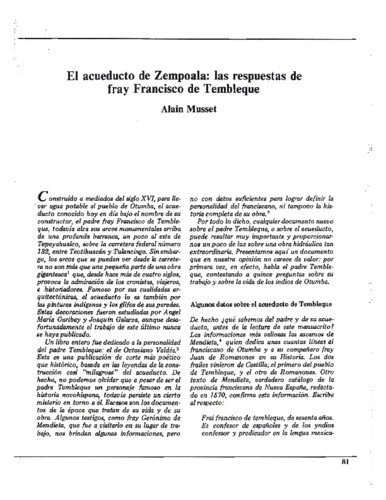El acueducto de Zempoala: las respuestas de fray Francisco de Tembleque