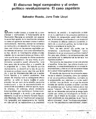 El discurso legal campesino y el orden político revolucionario. El caso zapatista