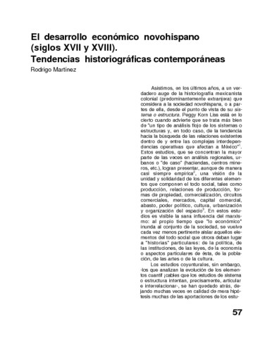 El desarrollo económico novohispano (siglos XVII y XVIII). Tendencias historiográficas contemporáneas