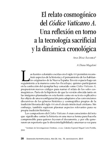 El relato cosmogónico del Códice Vaticano A. Una reflexión en torno a la tecnología sacrificial y la dinámica cronológica 