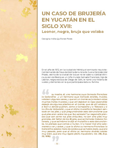 Un caso de brujería en Yucatán en el siglo XVII: Leonor, negra, bruja que volaba