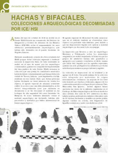 Hachas y bifaciales. Colecciones arqueológicas decomisadas por ICE/HSI