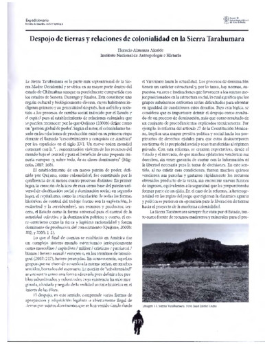 Despojo de tierras y relaciones de colonialidad en la Sierra Tarahumara