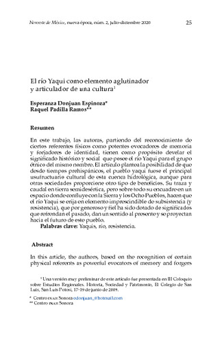 El río Yaqui como elemento aglutinador y articulador de una cultura