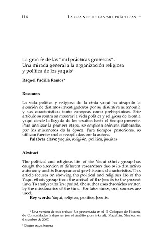 La gran fe de las “mil prácticas grotescas”. Una mirada general a la organización religiosa y política de los yaquis