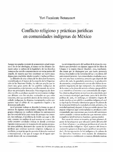 Conflicto religioso y prácticas jurídicas en comunidades indígenas de México