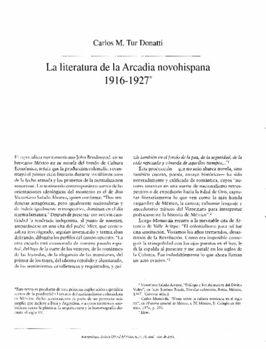 La literatura de la Arcadia novohispana 1916-1927