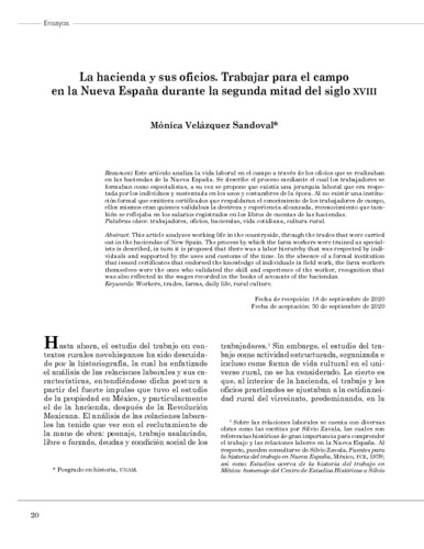 La hacienda y sus oficios. Trabajar para el campo en la Nueva España durante la segunda mitad del siglo XVIII