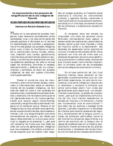 Un acercamiento a los procesos de resignificación de la raíz indígena de Tlaxcala