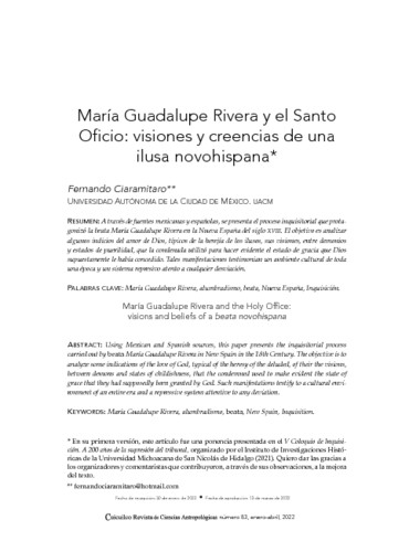 María Guadalupe Rivera y el Santo Oficio: visiones y creencias de una ilusa novohispana