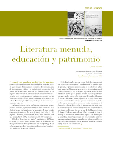 Literatura menuda, educación y patrimonio