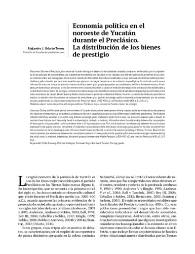 Economía política en el noroeste de Yucatán durante el Preclásico. La distribución de los bienes de prestigio