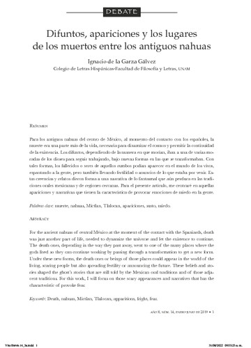 Difuntos, apariciones y los lugares de los muertos entre los antiguos nahuas