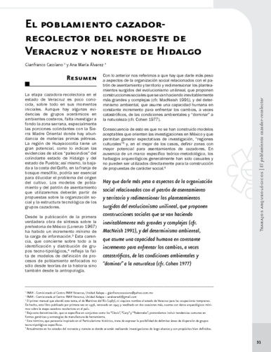 El poblamiento cazador-recolector del noroeste de Veracruz y noreste de Hidalgo