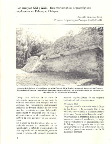 Los templos XXI y XXII. Dos monumentos arqueológicos explorados en Palenque, Chiapas