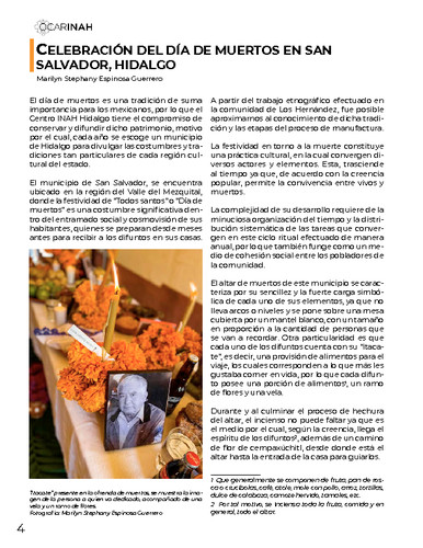 Celebración del Día de Muertos en San Salvador, Hidalgo