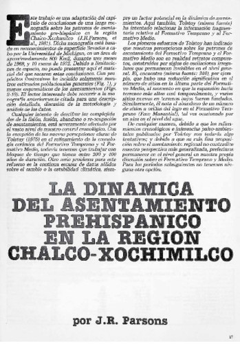 La dinámica el asentamiento prehispánico en la Región Chalco-Xochilmco