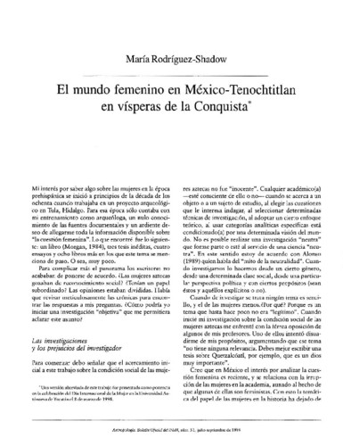 El mundo femenino en México-Tenochtitlan en vísperas de la Conquista